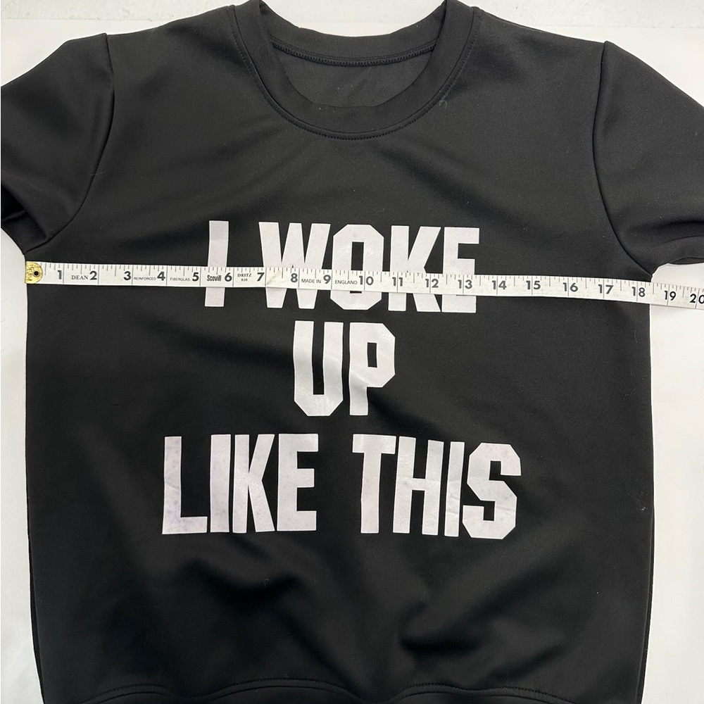 “I Woke Up Like This” Black Pullover Lightweight Sorta Sweatshirt Sassy Graphic - Picture 5 of 5